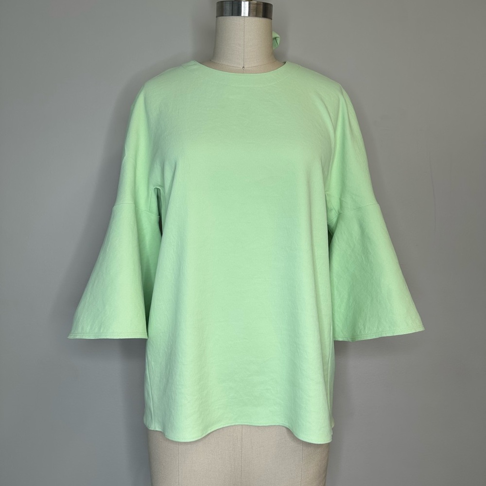 Tibi Mint Green Flutter Sleeve Blouse